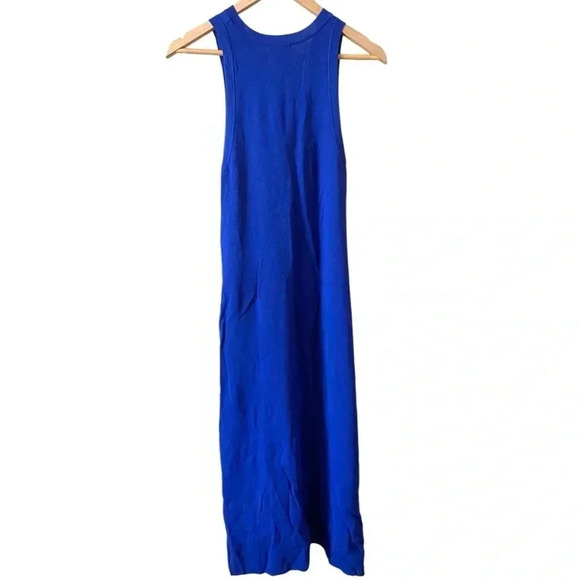The Drop Women's Cobalt Blue Gabriela High Neck Slit Maxi Sweater Dress - Picture 3 of 5